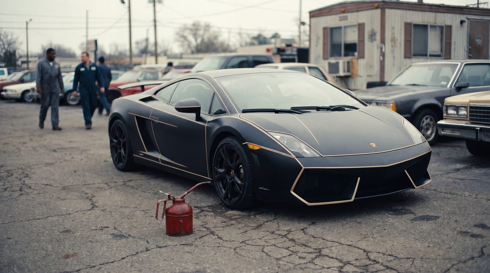 Exotic-style car on a real used-car lot